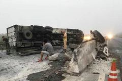 Hiện trường vụ tai nạn. (Ảnh: Thanh Thủy/TTXVN)