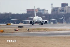 Máy bay Boeing 737 Max 8 hạ cánh tại sân bay quốc gia Reagan ở Washington D.C., Mỹ. (Nguồn: THX/TTXVN)