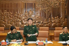 Thiếu tướng Lê Đăng Dũng, Chủ tịch kiêm Tổng Giám đốc Tập đoàn Công nghiệp - Viễn thông Quân đội phát biểu tại hội nghị. (Ảnh: Minh Khánh/TTXVN phát)