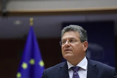 Phó Chủ tịch Ủy ban châu Âu Maros Sefcovic tại cuộc họp ở Brussels, Bỉ. (Ảnh: AFP/TTXVN)