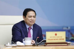 Thủ tướng Phạm Minh Chính chủ trì Hội nghị về phòng, chống khai thác hải sản bất hợp pháp. (Ảnh: Dương Giang/TTXVN)