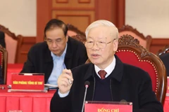 Tổng Bí thư Nguyễn Phú Trọng phát biểu chỉ đạo buổi làm việc. (Ảnh: Phương Hoa/TTXVN)