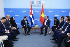 Thủ tướng Phạm Minh Chính tiếp Bộ trưởng Ngoại giao Cuba Bruno Rodríguez Parrilla. (Ảnh: Dương Giang/TTXVN)