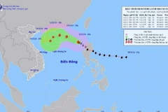 Đường đi của bão số 8 lúc 10h ngày 12/11. (Ảnh: TTXVN phát)