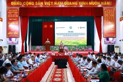 Hội nghị triển khai đề án phát triển bền vững một triệu hécta lúa vùng Đồng bằng sông Cửu Long. (Ảnh: Dương Giang/TTXVN)