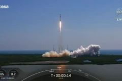 Tên lửa đẩy Falcon 9 mang theo tàu vũ trụ Euclid rời bệ phóng tại Trung tâm vũ trụ Kennedy ở Florida, Mỹ. Ảnh: AFP/TTXVNTên lửa đẩy Falcon 9 mang theo Euclid rời bệ phóng tại Trung tâm vũ trụ Kennedy ở Florida, Mỹ. (Ảnh: AFP/TTXVN)