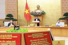 Thủ tướng Phạm Minh Chính, Trưởng Ban Chỉ đạo chủ trì Hội nghị của Chính phủ quán triệt, triển khai Tổng kết việc thực hiện Nghị quyết số 18-NQ/TW. (Ảnh: Dương Giang/TTXVN)