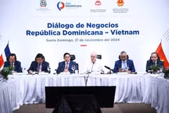 Thủ tướng Phạm Minh Chính dự Tọa đàm Doanh nghiệp Việt Nam-Dominicana. (Ảnh: Dương Giang/TTXVN)