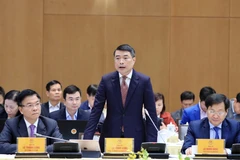 Thống đốc Ngân hàng Nhà nước Lê Minh Hưng phát biểu. (Ảnh: Thống Nhất/TTXVN)