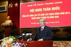 Đồng chí Trần Quốc Vượng, Ủy viên Bộ Chính trị, Thường trực Ban Bí thư phát biểu chỉ đạo hội nghị. (Ảnh: Phương Hoa/TTXVN)