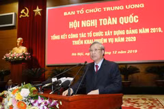 Đồng chí Trần Quốc Vượng, Ủy viên Bộ Chính trị, Thường trực Ban Bí thư phát biểu chỉ đạo hội nghị. (Ảnh: Phương Hoa/TTXVN)