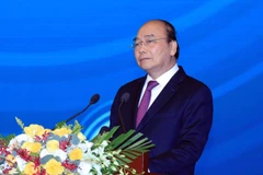 Thủ tướng Nguyễn Xuân Phúc phát biểu tại hội nghị. (Ảnh: Thống Nhất/TTXVN)