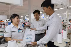 Doanh nghiệp chăm lo người lao động trong dịp Tết. (Ảnh: TTXVN)