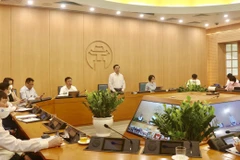 Cuộc họp của Ban Chỉ đạo phòng, chống dịch bệnh COVID-19 Hà Nội. (Ảnh: PV/Vietnam+)