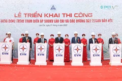 Dự án Trạm biến áp 500kV Lào Cai và các đường dây 220kV đấu nối được EVN giao Ban Quản lý dự án Điện 1 quản lý đầu tư xây dựng. (Ảnh: PV/Vietnam+)