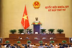 Quốc hội họp phiên toàn thể tại hội trường để nghe trình bày Tờ trình, Báo cáo về dự thảo Luật Đất đai (sửa đổi). (Ảnh: TTXVN)