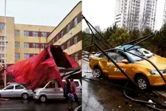 [Video] Sốc với cảnh gió mạnh thổi bay mái nhà ở Trung Quốc