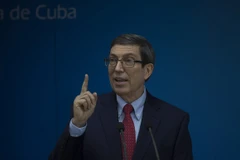 Bộ trưởng Ngoại giao Cuba Bruno Rodríguez tại cuộc họp báo tại Bộ Ngoại giao Cuba ở Havana, ngày 13/7/2021. (Nguồn: cubadebate.cu)