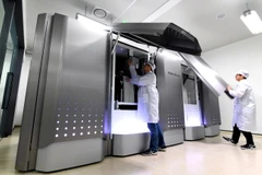 Máy phát điện của Hyundai Mobis được trang bị pin nhiên liệu hydro tại một nhà máy của công ty ở Chungju. (Nguồn: koreabizwire.com)