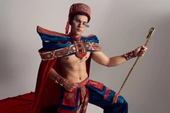 Trang phục dân tộc đậm bản sắc Việt của Cao Quốc Thắng ở Mister Global 2024. (Ảnh: CTV/Vietnam+)