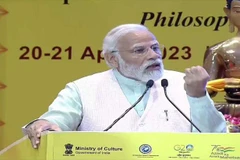 Thủ tướng Ấn Độ Narendra Modi phát biểu tại Hội nghị thượng đỉnh Phật giáo. (Nguồn: ANI)