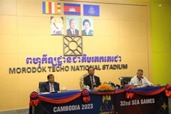 Quang cảnh buổi họp báo cung cấp thông tin về SEA Games 32. (Ảnh: Hoàng Minh/TTXVN)