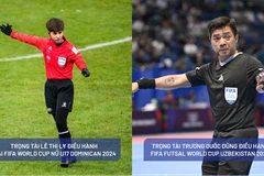 Trọng tài Lê Thị Ly điều hành Giải FIFA World Cup Nữ U17 Dominican (trái) và Trọng tài Trương Quốc Dũng điều hành Giải FIFA Futsal World Cup Uzbekistan 2024 (phải). (Ảnh: VFF)