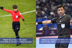Trọng tài Lê Thị Ly điều hành Giải FIFA World Cup Nữ U17 Dominican (trái) và Trọng tài Trương Quốc Dũng điều hành Giải FIFA Futsal World Cup Uzbekistan 2024 (phải). (Ảnh: VFF)