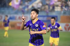Tiền vệ Hai Long ghi bàn thắng duy nhất giúp Hà Nội FC giành chiến thắng trước Bình Dương ở vòng 8 V-League. (Ảnh: Việt Anh/Vietnam+)