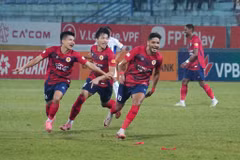 Công an Hà Nội vươn lên dẫn đầu bảng xếp hạng V-League 2024-2025 sau chiến thắng 3-0 trước SHB Đà Nẵng. (Ảnh: Việt Anh/Vietnam+)