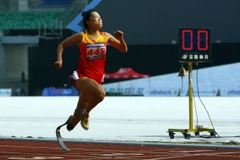 Vận động viên Nguyễn Thị Thủy đoạt Huy chương vàng ASEAN Para Games 2014. (Ảnh: TTXVN)