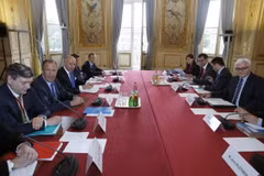Ngoại trưởng nhóm Bộ tứ Normandy tại cuộc họp ngày 23/6. (Ảnh: AFP/TTXVN)