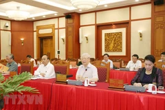 Tổng Bí thư, Chủ tịch nước Nguyễn Phú Trọng chủ trì buổi làm việc của tập thể Bộ Chính trị với Thường vụ Đảng ủy Công an Trung ương. (Ảnh: Phương Hoa/TTXVN) 