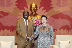 Chủ tịch Quốc hội Nguyễn Thị Kim Ngân tiếp Giám đốc quốc gia Ngân hàng Thế giới tại Việt Nam Ousmane Dione. (Ảnh: Trọng Đức/TTXVN)