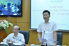  Bộ trưởng Bộ Tư pháp Lê Thành Long, Tổ trưởng Tổ công tác chủ trì cuộc họp. (Ảnh: Dương Giang/TTXVN)