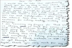 Bức thư của du khách Na Uy.