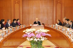 Tổng Bí thư, Chủ tịch nước Nguyễn Phú Trọng, Trưởng Tiểu ban chủ trì họp Tiểu ban Văn kiện Đại hội XIII của Đảng. (Nguồn: TTXVN)