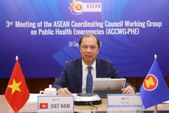 Thứ trưởng Bộ Ngoại giao Nguyễn Quốc Dũng chủ trì Cuộc họp lần thứ 3 nhóm công tác liên ngành trực thuộc Hội đồng điều phối ASEAN về ứng phó các tình huống y tế cộng cộng khẩn cấp. (Ảnh: Lâm Khánh/TTXVN)