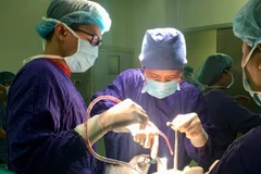 Các bác sỹ thực hiện phẫu thuật cho bệnh nhân. (Ảnh: PV/Vietnam+)