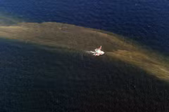 Vệt dầu tràn sau vụ nổ giàn khoan Deepwater Horizon ngoài khơi Louisiana, Mỹ, ngày 7/5/2010. (Ảnh: AFP/TTXVN)