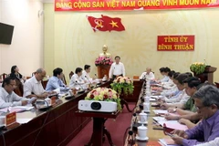 Ông Nguyễn Xuân Thắng phát biểu tại buổi làm việc. (Ảnh: Nguyễn Thanh/TTXVN)