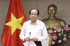 Bộ trưởng, Chủ nhiệm Văn phòng Chính phủ Mai Tiến Dũng phát biểu tại cuộc họp. (Ảnh: Văn Điệp/TTXVN)