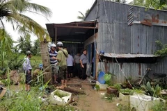 Căn nhà của gia đình ông Phạm Hoàng Kiếm, nơi xảy ra vụ chống người thi hành công vụ. (Ảnh: Huỳnh Thế Anh/TTXVN)