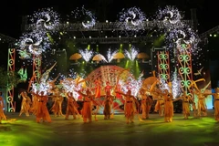 Tiết mục 'Những mùa Xuân huyền thoại' tại chương trình sân khấu hóa kỷ niệm 231 năm chiến thắng Đống Đa lịch sử (1789-2020). (Ảnh: Thanh Vũ/TTXVN)