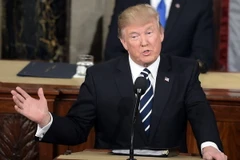 Tổng thống Mỹ Donald Trump phát biểu trước lưỡng viện Quốc hội ở Washington, DC. (Nguồn: AFP/TTXVN)