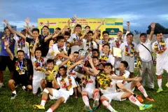 Đội U19 Hà Nội bảo vệ thành công ngôi vô địch. (Ảnh: Nguyên Linh/TTXVN)