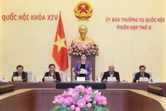 Chủ tịch Quốc hội Nguyễn Thị Kim Ngân chủ trì và phát biểu bế mạc Phiên họp thứ 8 của Ủy ban Thường vụ Quốc hội khóa XIV. (Ảnh: Trọng Đức/TTXVN)