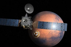 Hình ảnh mô phỏng module đổ bộ Schiaparelli tách khỏi Trạm liên hành tinh Nga-châu Âu ExoMars và tiến tới Sao Hỏa. (Nguồn: AFP/TTXVN)