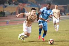 Quang Hải ghi bàn giúp Công an Hà Nội giành chiến thắng 3-0 trước Becamex Bình Dương. (Ảnh: Việt Anh/Vietnam+)