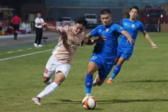 Quảng Nam giành được 1 điểm ngay tại sân Hàng Đẫy của Đương kim vô địch Công an Hà Nội. (Ảnh: Việt Anh/Vietnam+)